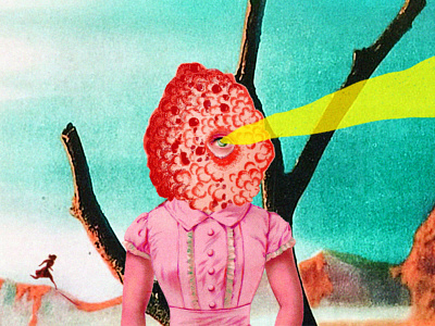 Planet Collage II 50s blue brain collage colorful dystopia eyes futuristic illustration magazine monster surreal
