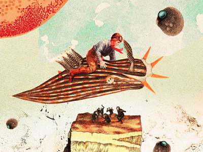 Planet Collage III 50s collage colorful dystopia flight futuristic illustration magazine monster planet snail surreal