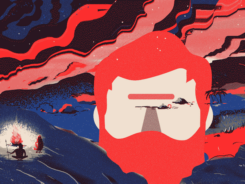 Cyclops Rising stone age beard fire primitive cavemen illustration cyclops surreal mythology greek