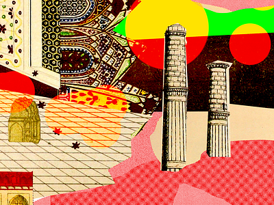 The City of YOU. 60s architecture chaos city collage colors illustration red retro surreal vintage
