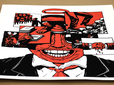Leader - Detail anonymous corrupt editorial illustration exhibition illustration leader linnch politician print seriegraphie silk screen thirdeyecrying
