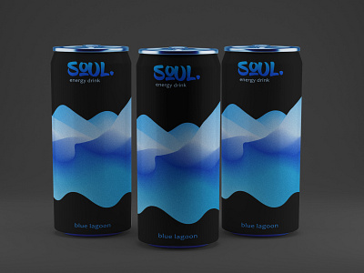 Soul energy drink - blue lagoon taste branding design graphic design logo package print