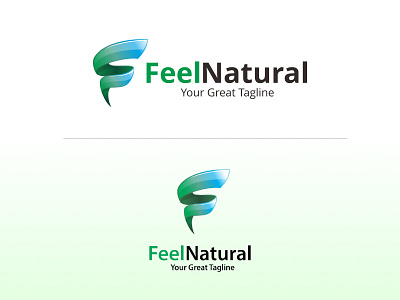 Feel Natural - Letter F Logo Template 3d abstract f letter f logo feel natural force foundation future gradient green logo logo design logo template natural nature on sale print ready ready vector wave