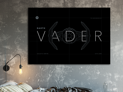 Darth Vader Schematic Design blueprint darthvader illustration poster schematic sith starwars tieadvancedx1 tiefighter typography vader