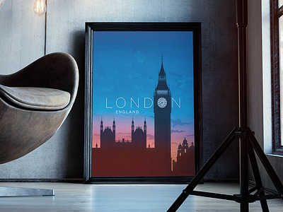 London sunset poster design illustration photoshop poster travel type typography vector