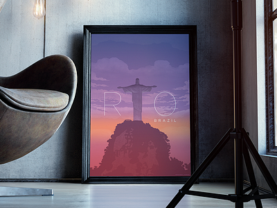 Rio sunset poster design illustration photoshop poster travel type typography vector