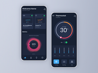 Smart Home App - UI Concept app dark dark app dashboard devices mobile smart home ui