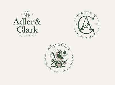 Adler & Clark Badges badge branding flat graphic icon logo design logomark minimal monogram typography vector