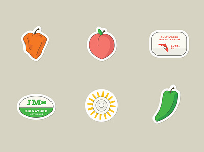 JMs Signature Badges badge branding color flat hot sauce icon logo logo design sticker