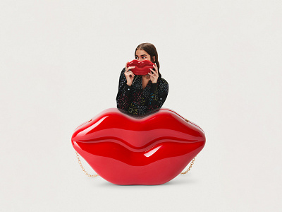 KLING. Lips Bag Collage accesories adobe apparel campaign clothing collage comercial cutout design graphic kling lips photoshop product red reflection