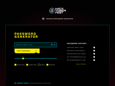 Cyberpunk Themed Password Generator cyberpunk design hacktoberfest minimal password generator web app website design