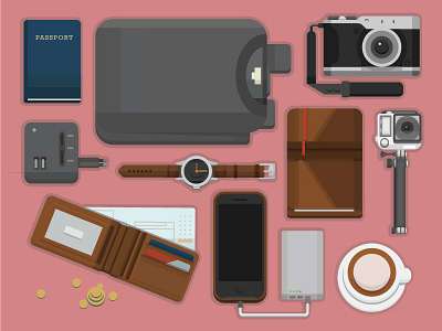 Travel Essentials camera clothing flat go iphone passport pro travel wallet watch