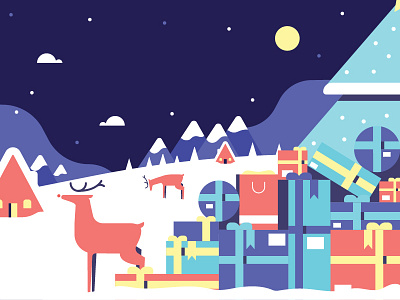 Christmas Scene christmas gifts reindeer snow winter