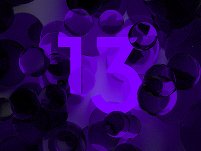 13 13 3d abstract dark glow moody numbers sphere