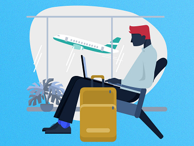 Business Trip airport composition dribbble illustration lobby ui vector