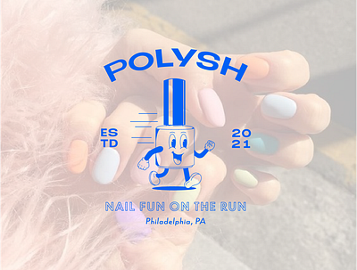 Polysh branding character design graphic design logo mascot nail polish philadelphia small business typography vintage women owned