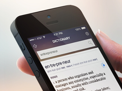 Dictionary App - WIP audio back dictionary display english iphone app title bar wip word word meaning