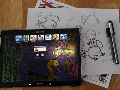 Deep sea HTML5 game deep design fish game html5 light sea sketch tablet