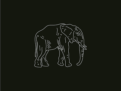 Elephant animal badge design elephant linework mark pen tool vector