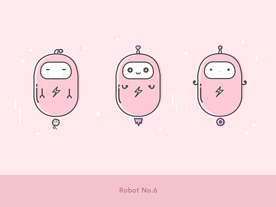 Robot Series_Robot No.6_Expressions cartoon cartoon character cartoon design cartoon illustration cute cute robot expression illustration pink robot