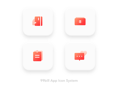 99bill App Icon System financial financial app financial icon gradient gradient icon icon icon a day icon app icon artwork icon design red icon