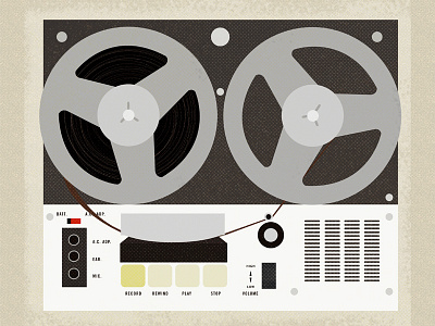 Reel to Reel illustrator recording reel tape vintage