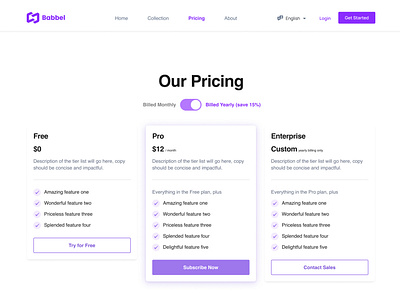 Pricing Plan Options