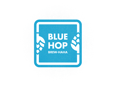 Blue Hop Brewhaha beer beer fest brew coaster festival futura hops logo thick lines