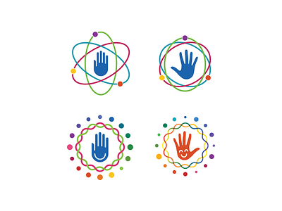 Hands On! Discovery Center Logo color color scheme dna hands hands on logo logo design science science center