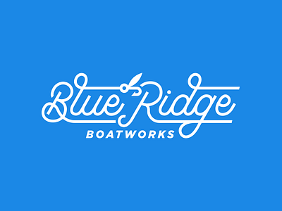 Blue Ridge Boatworks Script Logo boats fish fishing fly fishing hook logo logo design monoline script