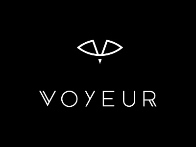 Voyeur Logo brand branding design eye icon logo type typography v