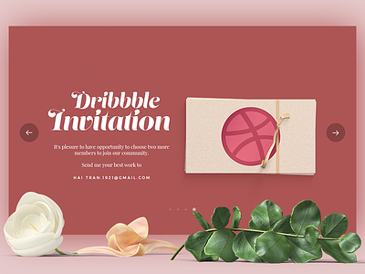 Dribbble Invitation dribbble envelop flat giveaway icon invitation letter one red slide