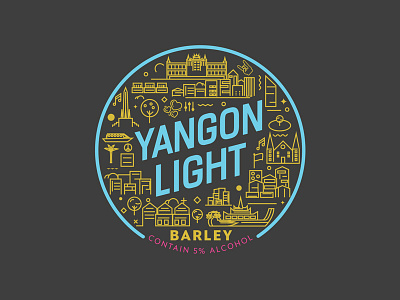 YANGON LIGHT beer illustrator label