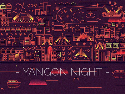 Yangon Night illustration illustrator night