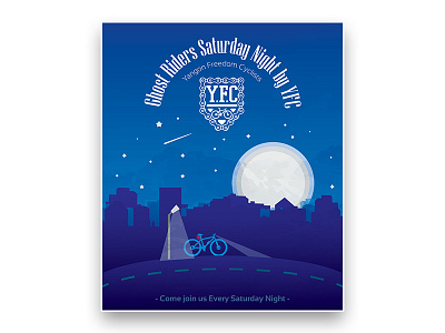 Night Ride_YFC bicycle cycling dark design illustration illustrator moon night stars ui vector