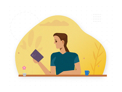 Ingin 02 book design girl illustration illustrator peaceful reader ui vector