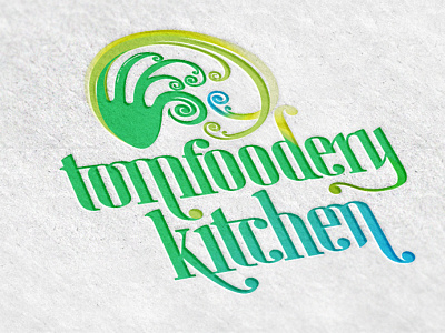 Tomfoodery Kitchen branding farm to table food green island kitchen logo restaurant yellow