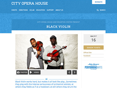 City Opera House Front Event Page