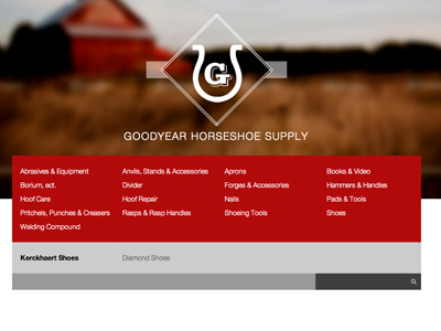 Goodyear Horseshoe Supply header layout nav navigation site web website