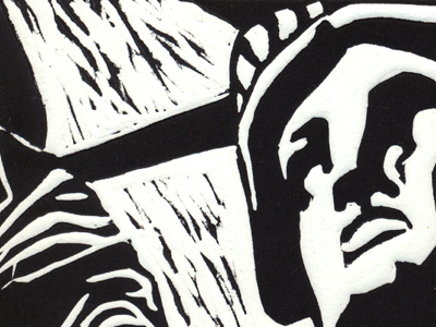 Liberty liberty linocut linoleum print