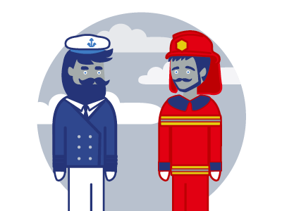 Captain and Fireman captain characters firefighter fireman flat roles