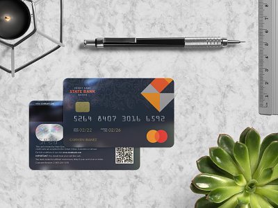 State Bank Card atm bank card banking card template credit card crypto currency debit card design elegant finance illustrator indesign key card layout design loyalty card payment prepaid print template template