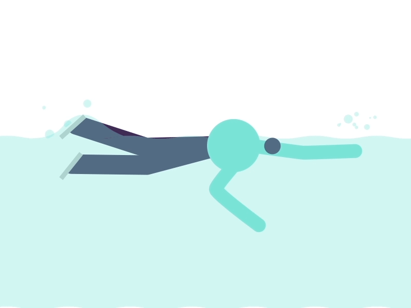 Swimming 2d animation character swim