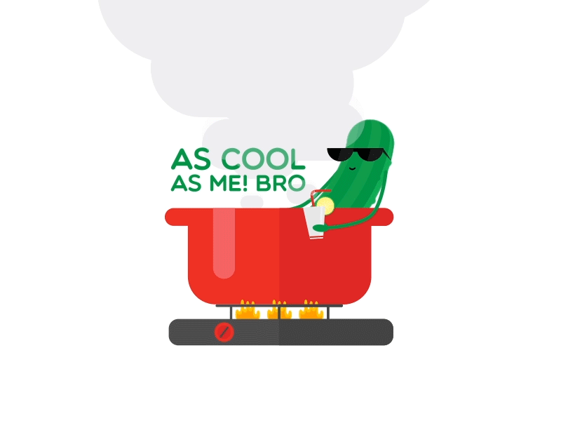 Coolcumber 2d animation boil bot cucumber fire gif idioms smoke