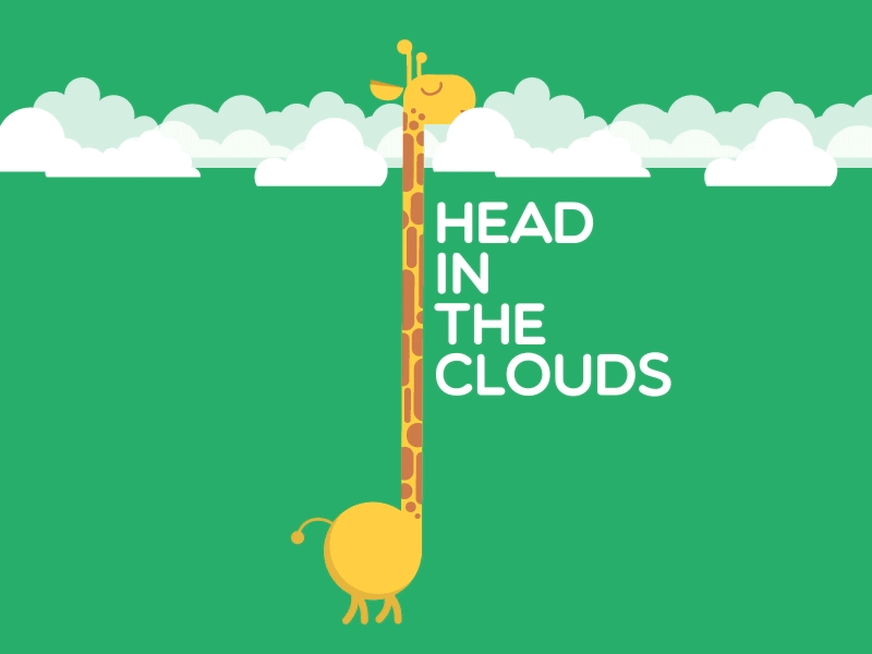 Head In The Clouds 2d animation clouds gif giraffe head idioms