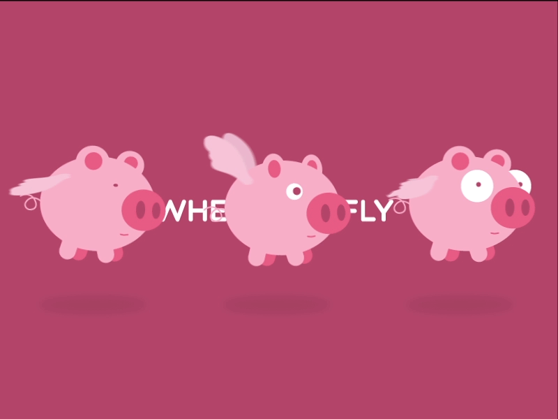When Pigs Fly 2d animation fly gif idioms pig
