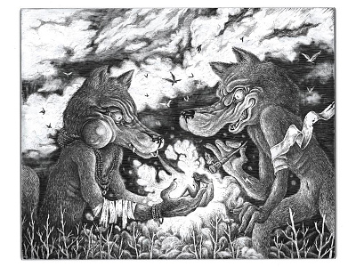Genèse black blade clayboard cutter drawing hatching illustration original salvat steeven wolf