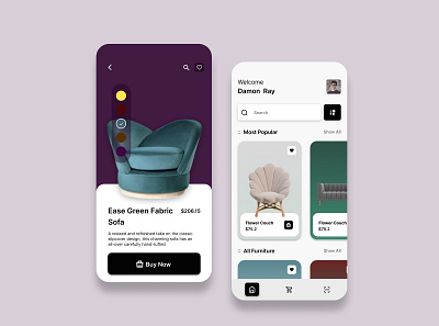 Minimalistic Furniture App Design 3d app design design ui ux