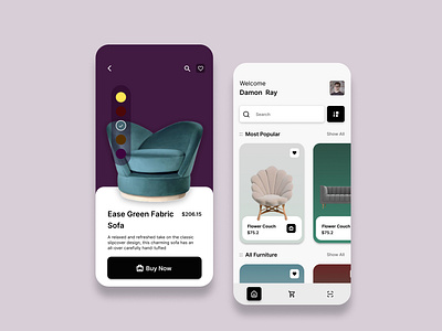 Minimalistic Furniture App Design 3d app design design ui ux