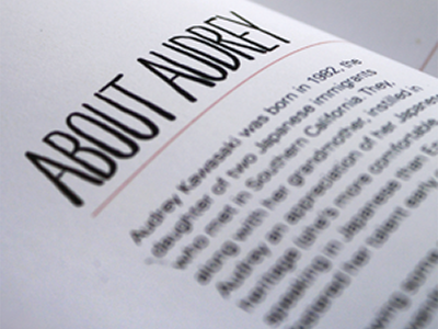 Audrey Kawasaki Detail Title artist book hand drawn typography illustration layout design